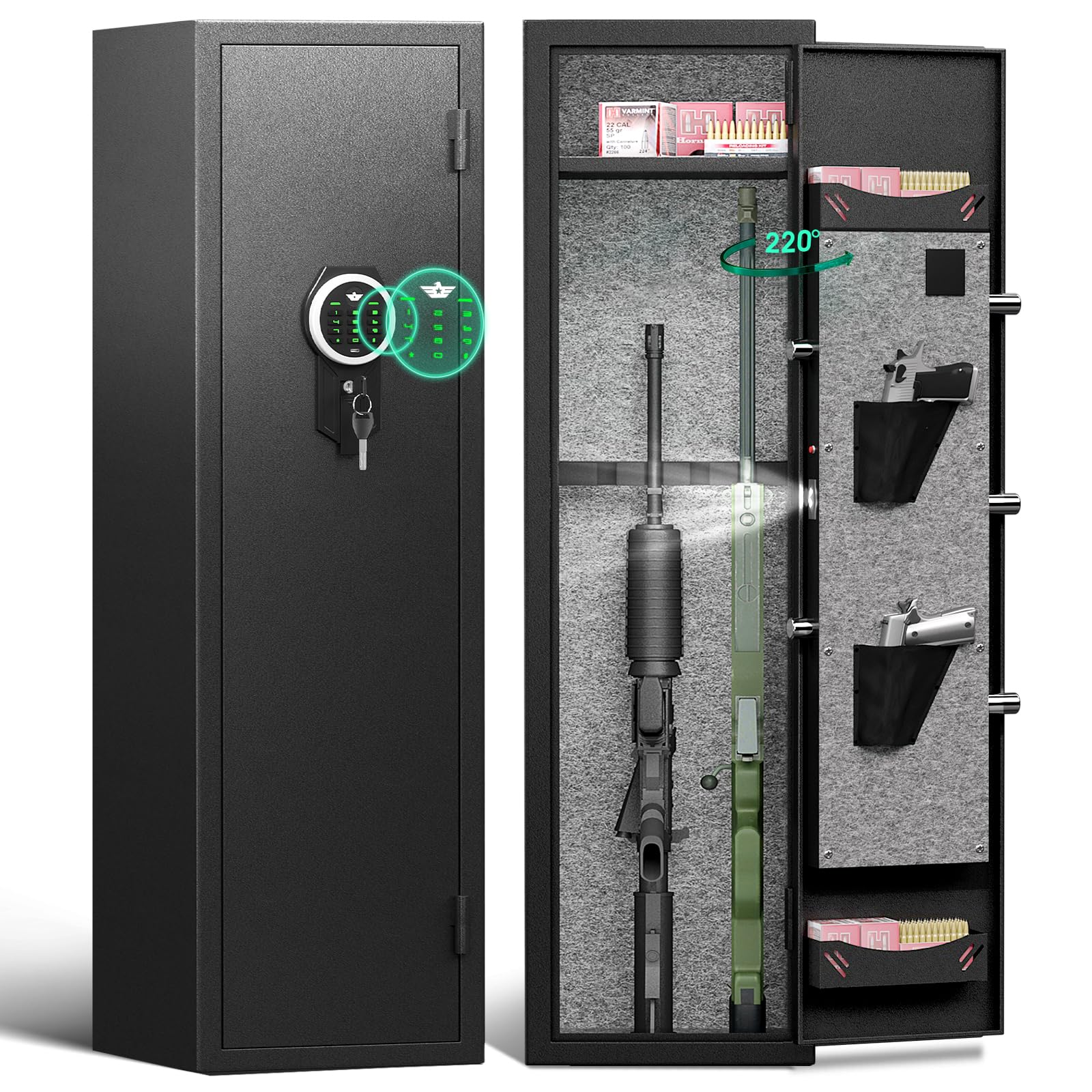 2-3 Rifle Safe, Gun Safe for Rifles and Pitols, Quick Access Digital Gun Cabinet