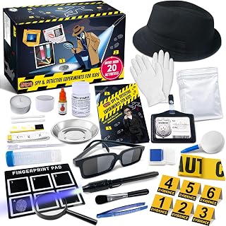 UNGLINGA Kids Spy Kit Detective Set Over 20 Activities - Fingerprint Toys | gifts for 4 5 6 7 8 9 10 11 12 Years Old Boys Girls Science Experiments