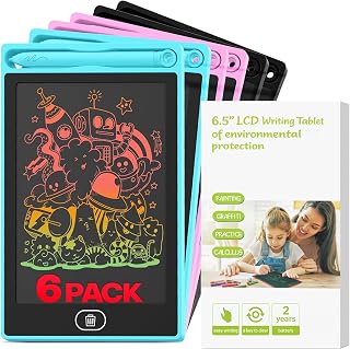 6-Pack LCD Writing Tablet for Kids - Writing Tablets, 6.5" Doodle Board, One-Click Erasure, Easy to Use Drawing Board - LCD Tablet Writing Board Gifts, Kids Drawing Pad Toys