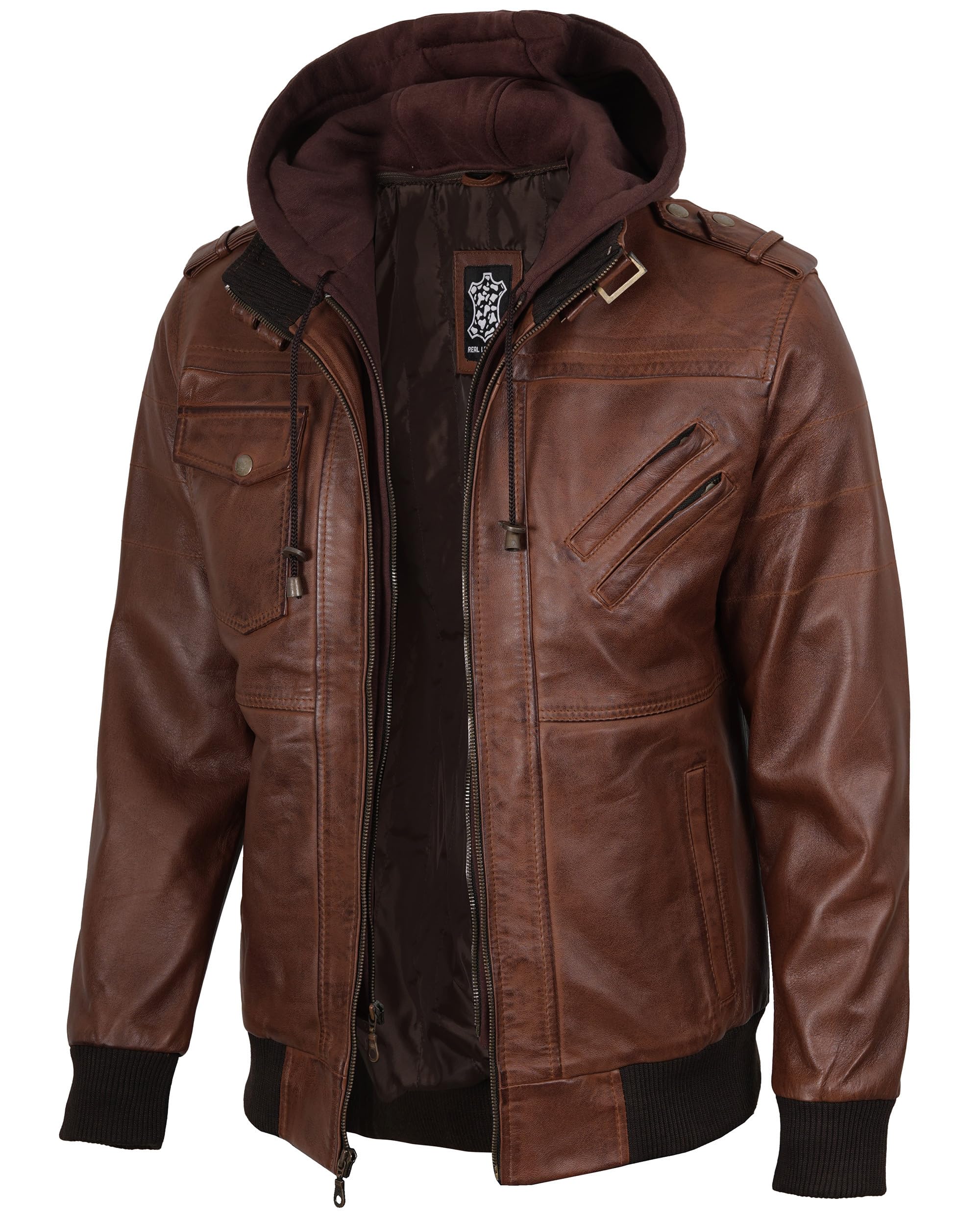 fjackets Mens Genuine Lambskin Quilted Cafe Racer Jacket Classic Motorcycle Jack