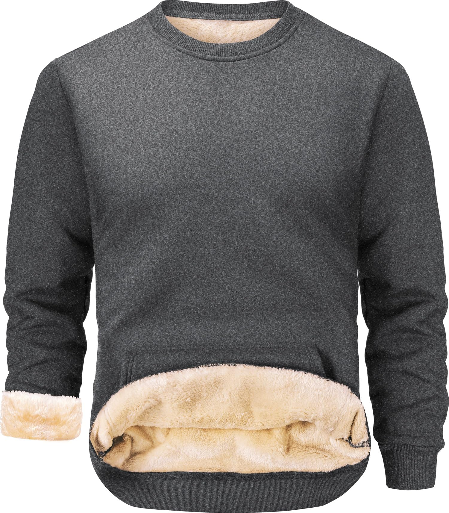Men's Sherpa Fleece Lined Sweatshirts Sweater Pullover with Pocket