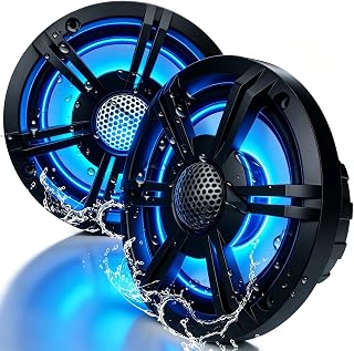 6.5" 800W Marine Speakers, IP66 Waterproof Boat Stereo Speakers with LED Lights, 2-Way Coaxial Audio, Y35 Woofer, for Marine/ATV/Motorcycle/Golf Cart/Motorhome/Powersports/Patio/Poolside/Deck/Home
