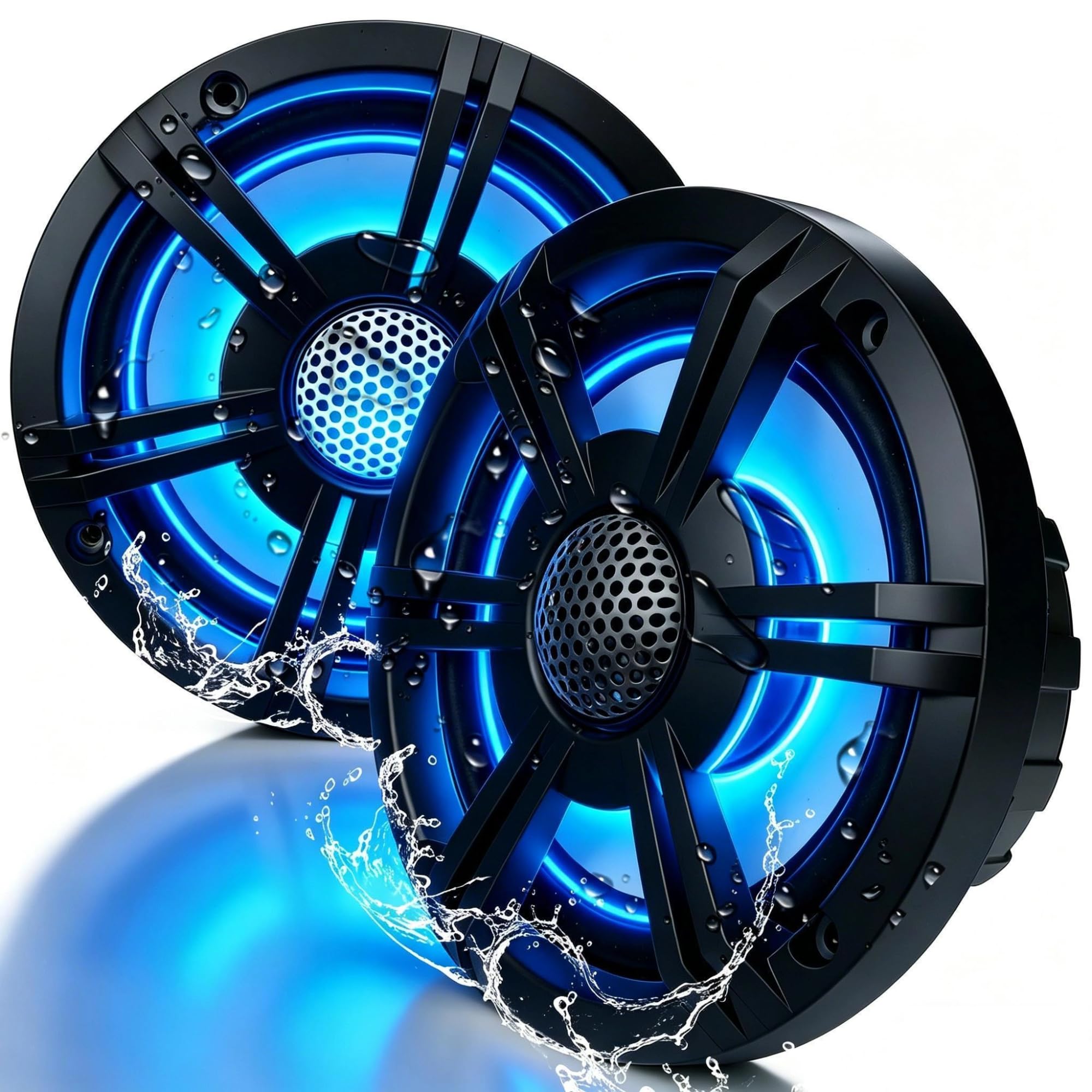 6.5" 800W Marine Speakers, IP66 Waterproof Boat Stereo Speakers with LED Lights,