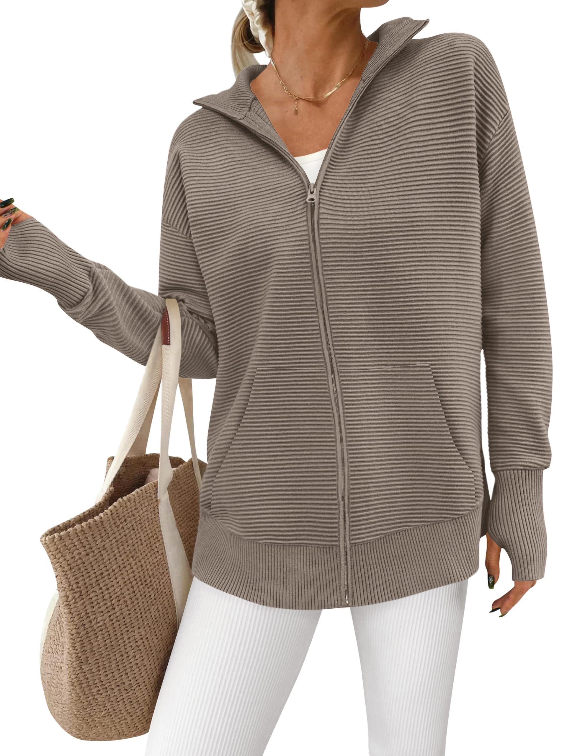 PRETTYGARDEN Autumn 2025 Women Cardigan Long Sleeve Zip Casual Sweaters Loose Co