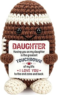 Daughter Gifts from Mom Dad, Christmas Birthday Gifts for Daughter Adult | Handmade Crochet Football Gifts for Daughter Birthday Christmas Inspirational Decor for Daughter End of Season Love You Gift