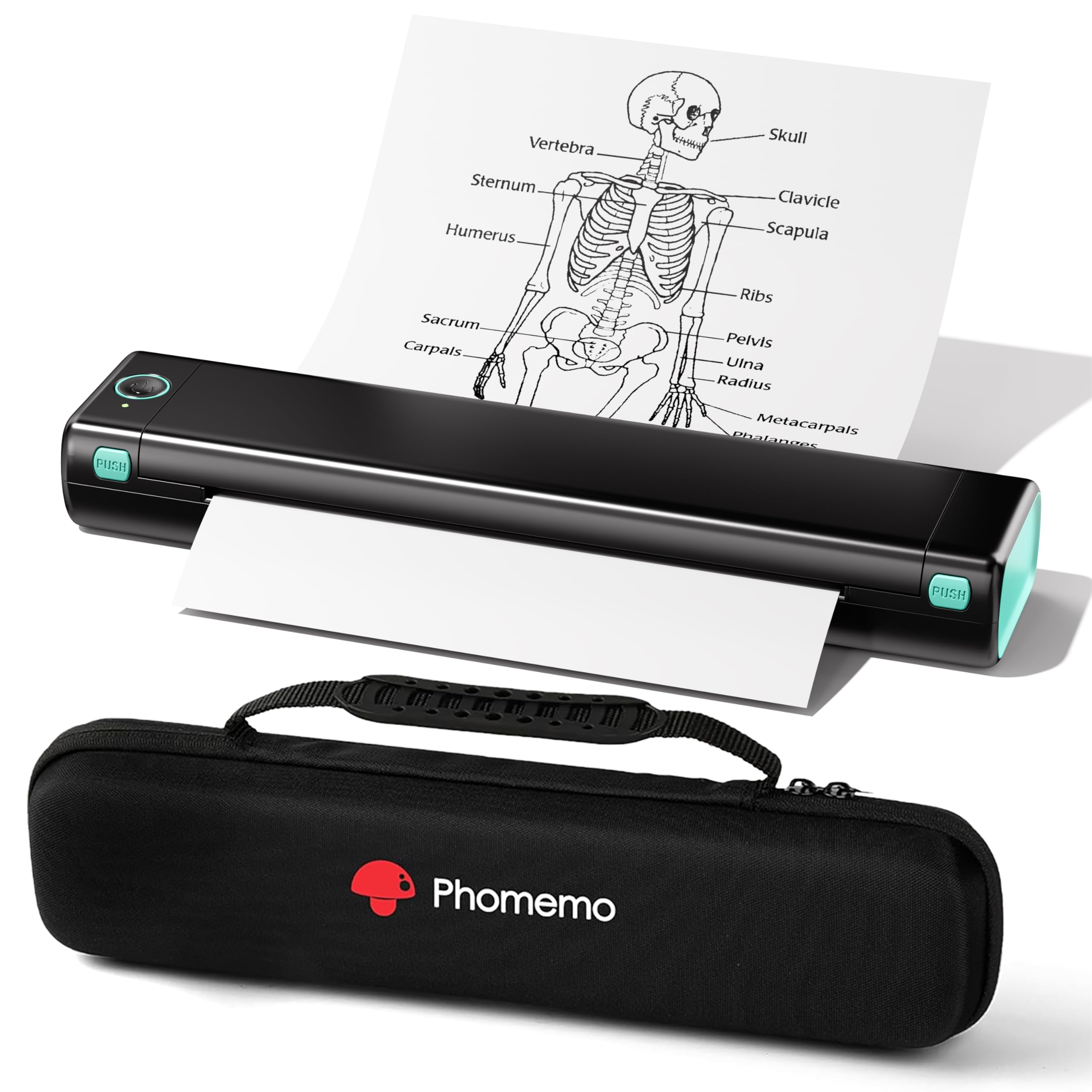 Phomemo M08F Inkless Thermal Portable Printer with Case - 8.5 x 11, Black | Wire