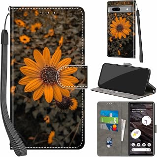 Cases for Google Pixel 7A Flip PU Protective Case with Card Slots Magnetic Closure Stand Function Case for Pixel 7A, Chrysanthemum