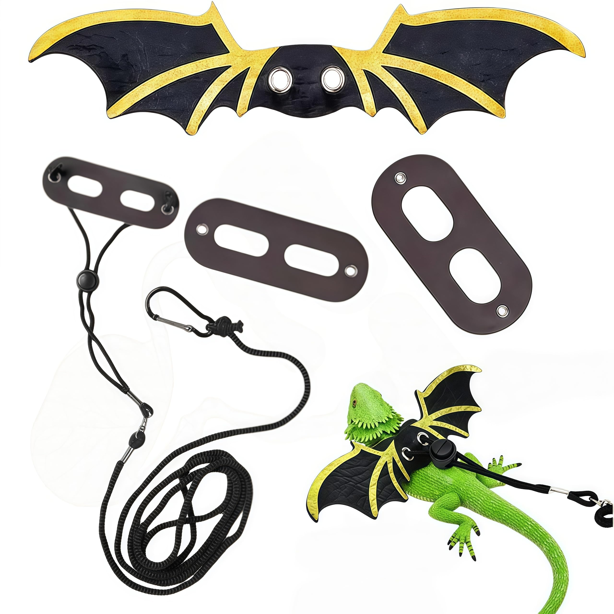 3 Pack Bearded Dragon Leash,Reptile Harness with Wings, Adjustable Lizard Leash,