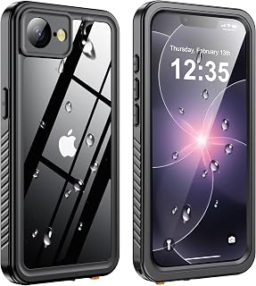 ANTSHARE IP68 Waterproof Case for iPhone 17E/16E, Black/Clear | Built-in Lens/Screen Protector, Military Drop Protection, Shockproof Rugged Phone Case for Swimming/Outdoor
