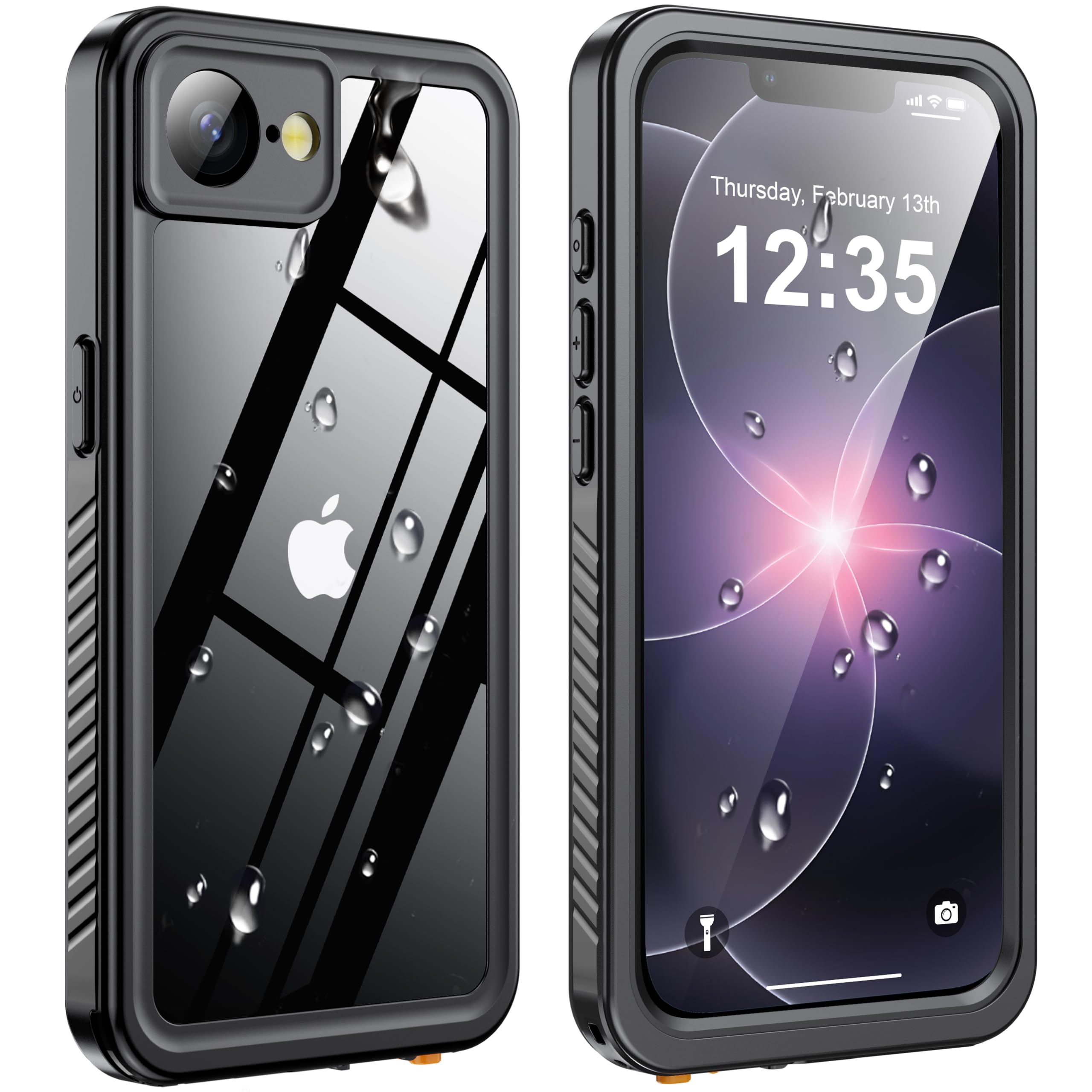 ANTSHARE IP68 Waterproof Case for iPhone 17E/16E, Black/Clear | Built-in Lens/Sc