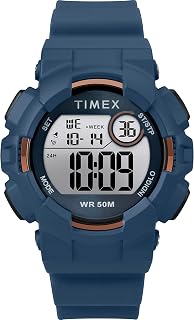 Timex Unisex TW5M23500 DGTL Mako Digital 44mm Blue/Gold-Tone Silicone Strap Watch