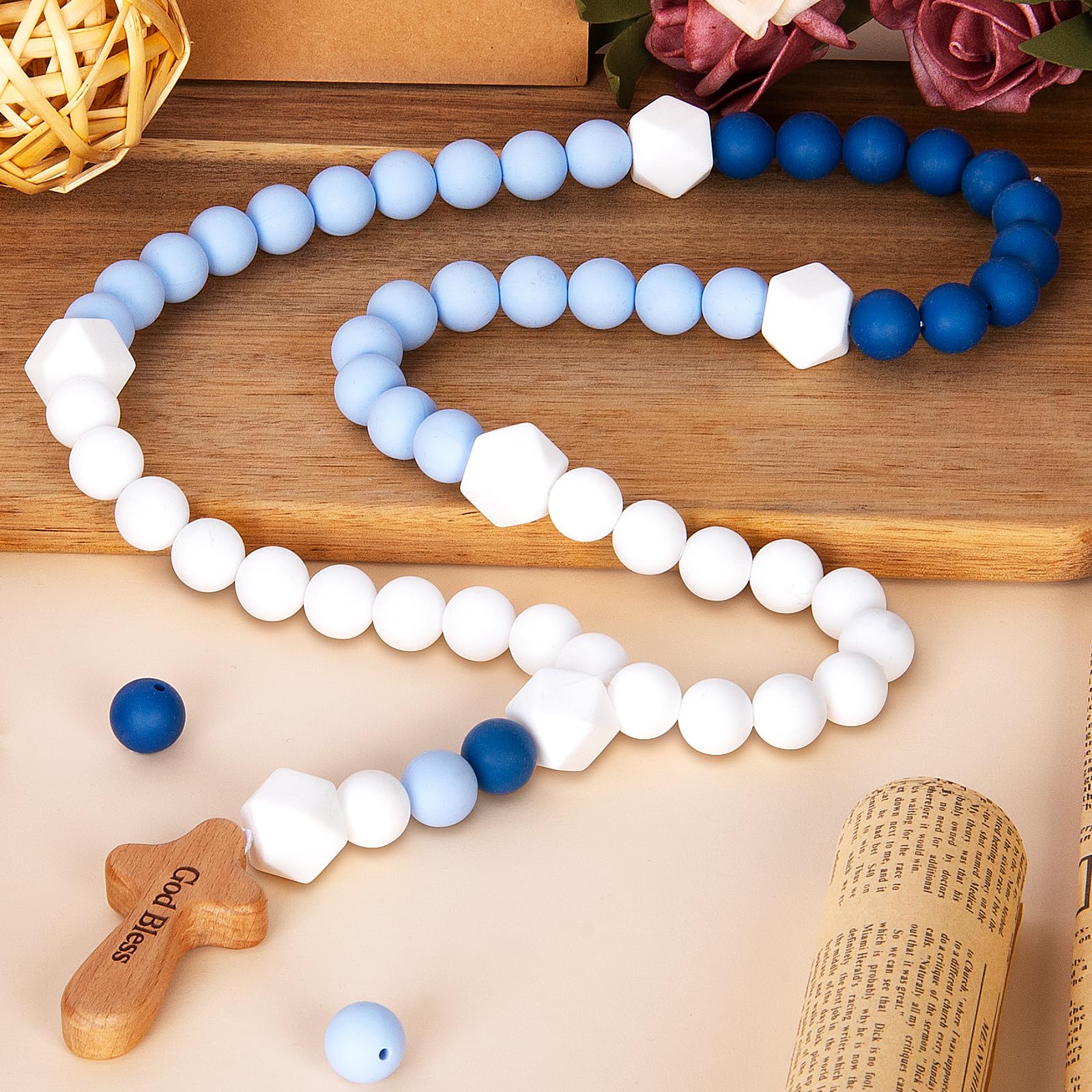 Baby Rosary with Cross, Baptism Gift Baby Rosary for Boy Girl Kids, My First Ros