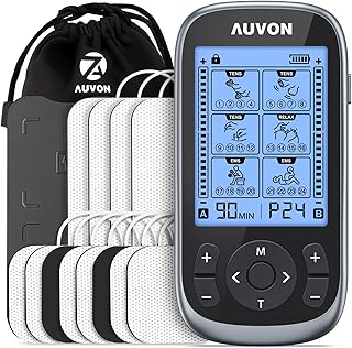 AUVON 3-in-1 TENS Machine, 40 Levels for Gradual Pain Relief, 12 TENS Pads | TENS EMS Muscle Stimulator, Drug-Free for Gradual Neck, Shoulder, Sciatica, Back Pain Relief, 24 Modes TENS Unit Massager