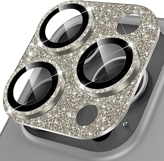 YWXTW for iPhone 15 Pro/iPhone 15 Pro Max Camera Lens Protector, [5TH Gen New Glitter Design] Full Bling Sparkly Diamond Tempered Glass Screen Protector Metal Camera Cover Accessories (Gold)