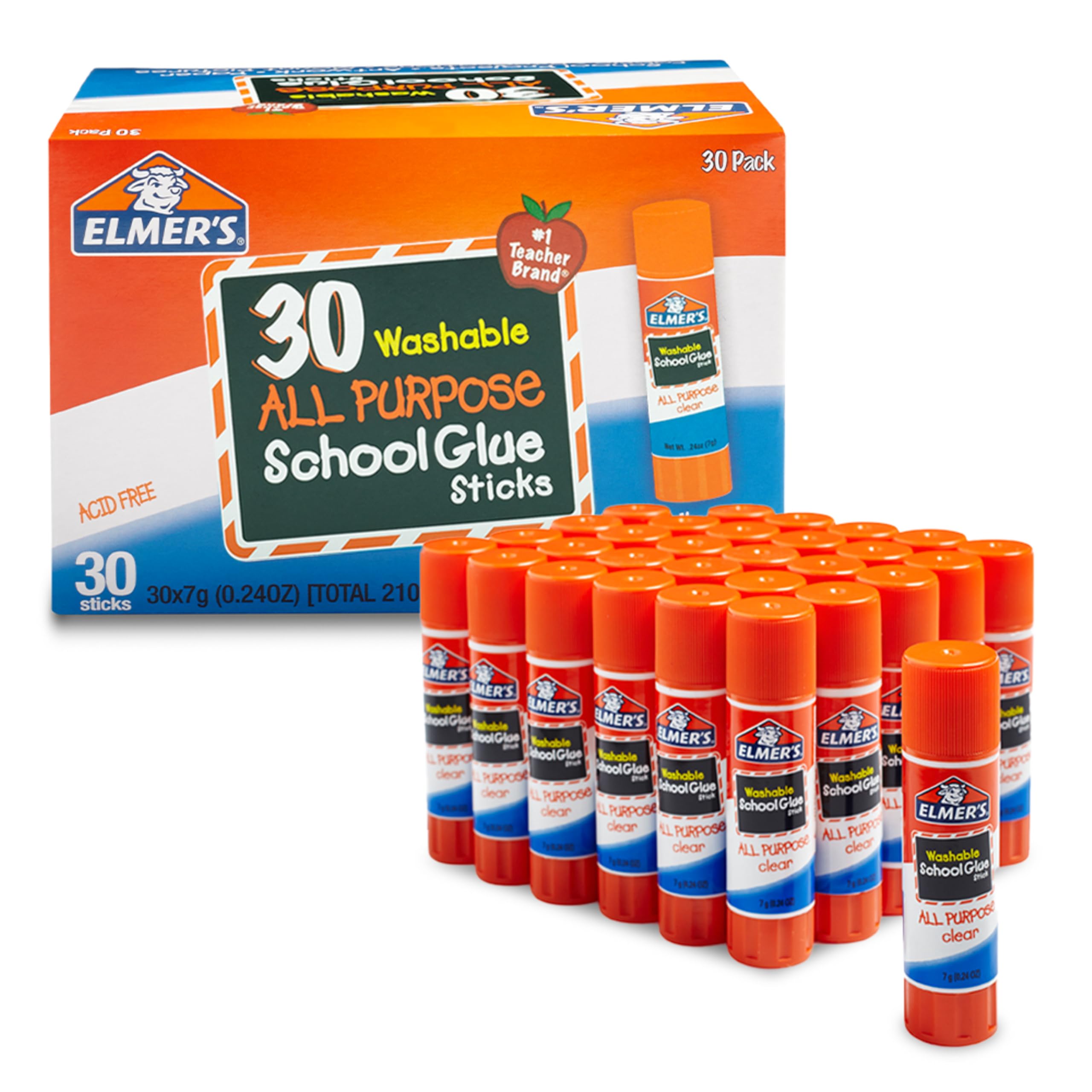 Elmer's All Purpose School Glue Sticks, Acid-Free and Washable, Clear, 7 Grams, 