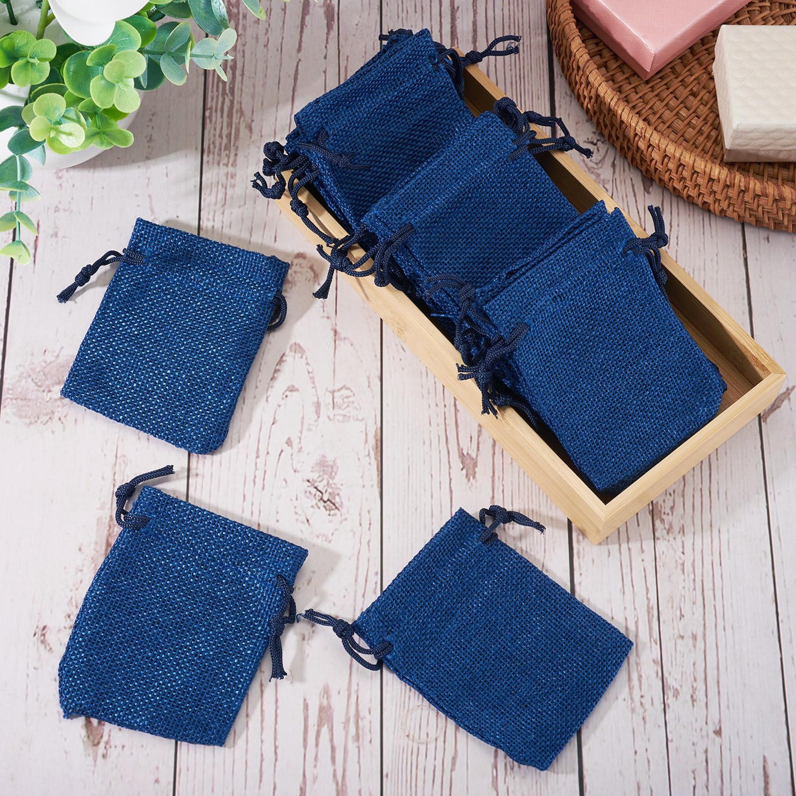 20pcs Jute Drawstring Favor Bags 6.8x9cm Polyester Candy Jewelry Candy Bags Cand
