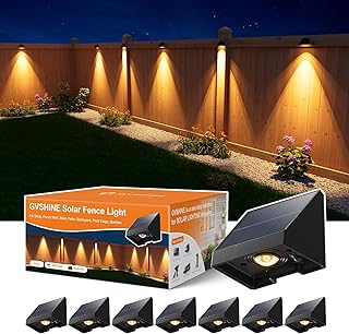 8 Pcs Decorative Sun Power Fence Lamp Outdoor Waterproof Warm White