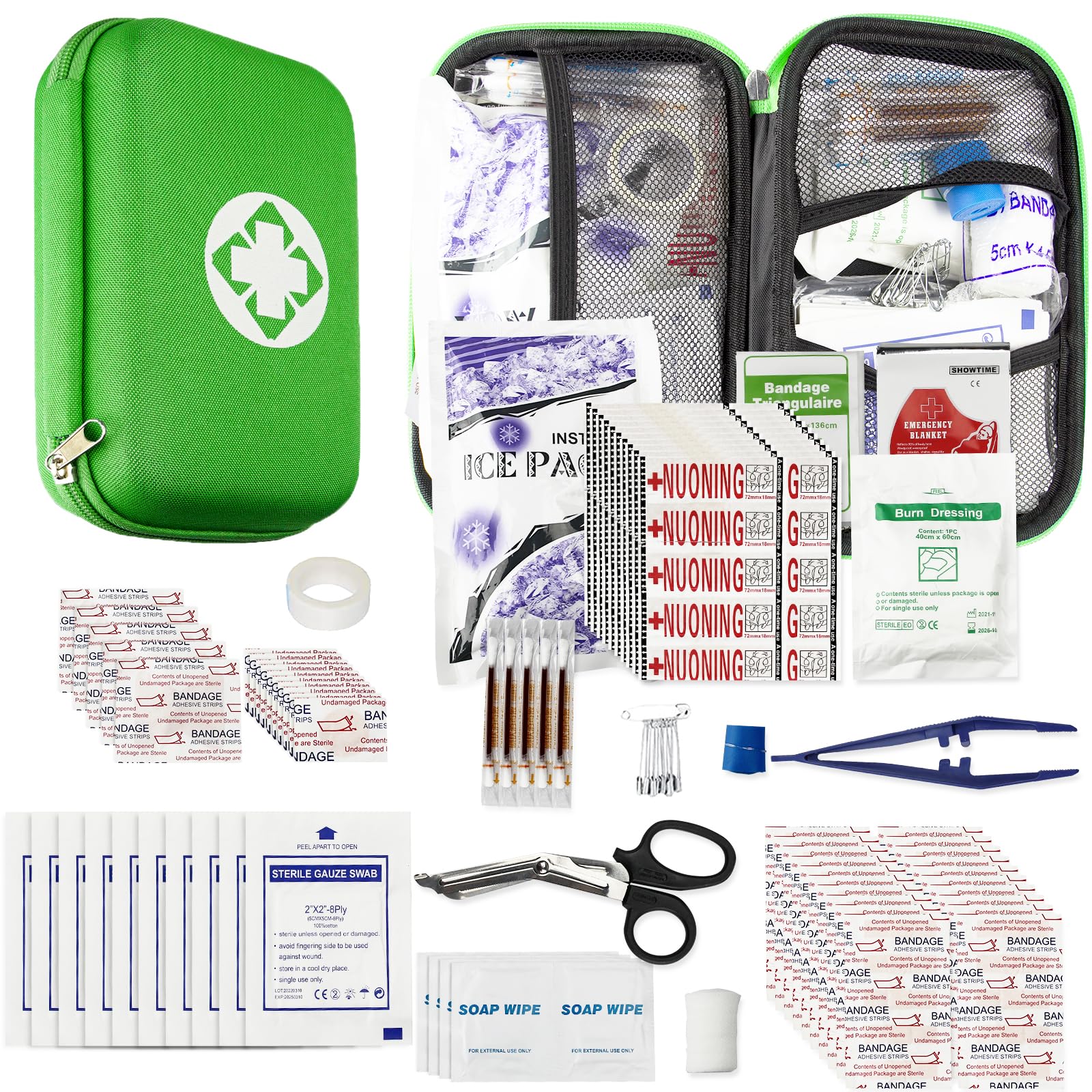 First Aid Kit 277PCS Car Home Camping Essentials Green Emergency Kit | School Su
