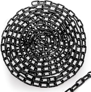 Cididu Long Black Chain Link 1/4" x 19.7 Ft, Heavy Duty Metal Porch Swing Chain for Hanging, Carbon Steel Coil Chains for Outdoor Fence, Punching Bag, Hammock Chair, Safe Working Load, Tie Down