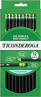 Ticonderoga Wood-Cased Pencils, #2 HB Soft, Black, 12 Count