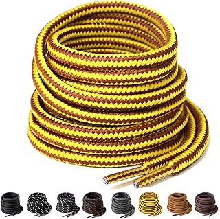 Yusimu Heavy Duty Boot Laces 4.5mm Round - Strong Work & Hiking Shoe Laces | Thick walking boot laces, trainer shoe replacements, wear‑resistant polyester weave, anti‑slip for daily wear, men & women