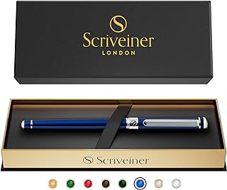 Luxury Pen by Scriveiner London - Stunning Rollerball Pen with 24K Gold Finish, Schmidt Ink Refill, Roller Ball Pen Gift for Men & Women, Professional, Executive, Office, Nice Pens