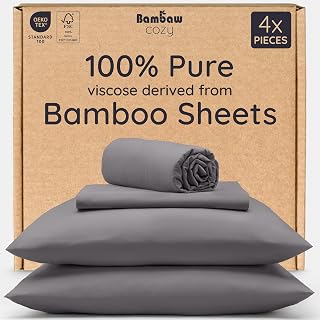 Bambaw Full Sheet Set 4pcs – 100% Viscose Derived from Bamboo Sheets Full Size Set, Cooling Bed Sheets for Hot Sleepers, with Elastic Corner Straps, Full Size Bed Sheets Extra Soft (Dark Gray)
