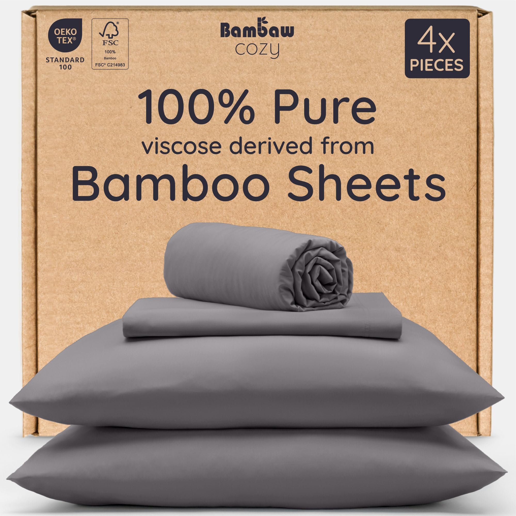 Bambaw Full Sheet Set 4pcs – 100% Viscose Derived from Bamboo Sheets Full Size S