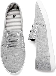 kufeiti Women's Canvas Slip On Shoes Sneakers for Women Fashion Comfortable White Black Elastic Sneakers for Women