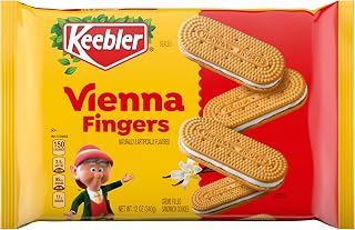 Keebler Vienna Fingers Cookies, Sandwich Cookies with Creme Filling, 12 Oz | Golden sandwich cookies with a vanilla flavored creme filling for dessert, lunch boxes, and sharing with coffee or milk