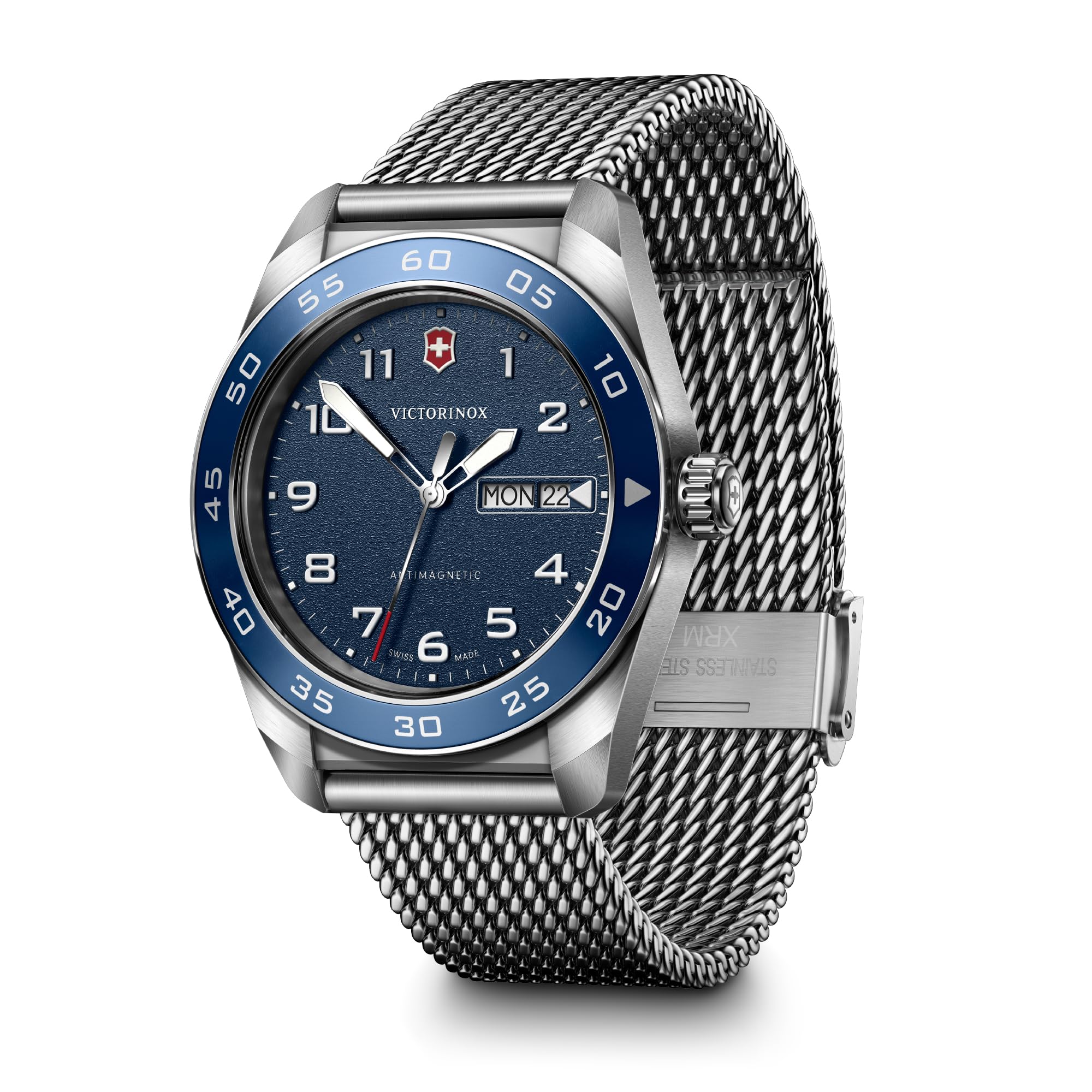Victorinox Swiss Army Quartz Blue Dial Mesh Stainless Steel Watch 42mm - 242042
