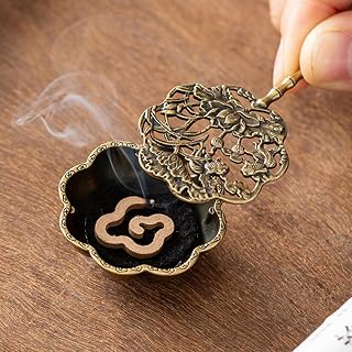 1PC Vintage Lotus Fish Incense Burner, Mini Chinese Koi Fish Incense Holder with Hollow Carving, Retro Aromatherapy Censer for Office, Meditation, Ider Gift for Yoga, Aromatherapy & Culture Lovers