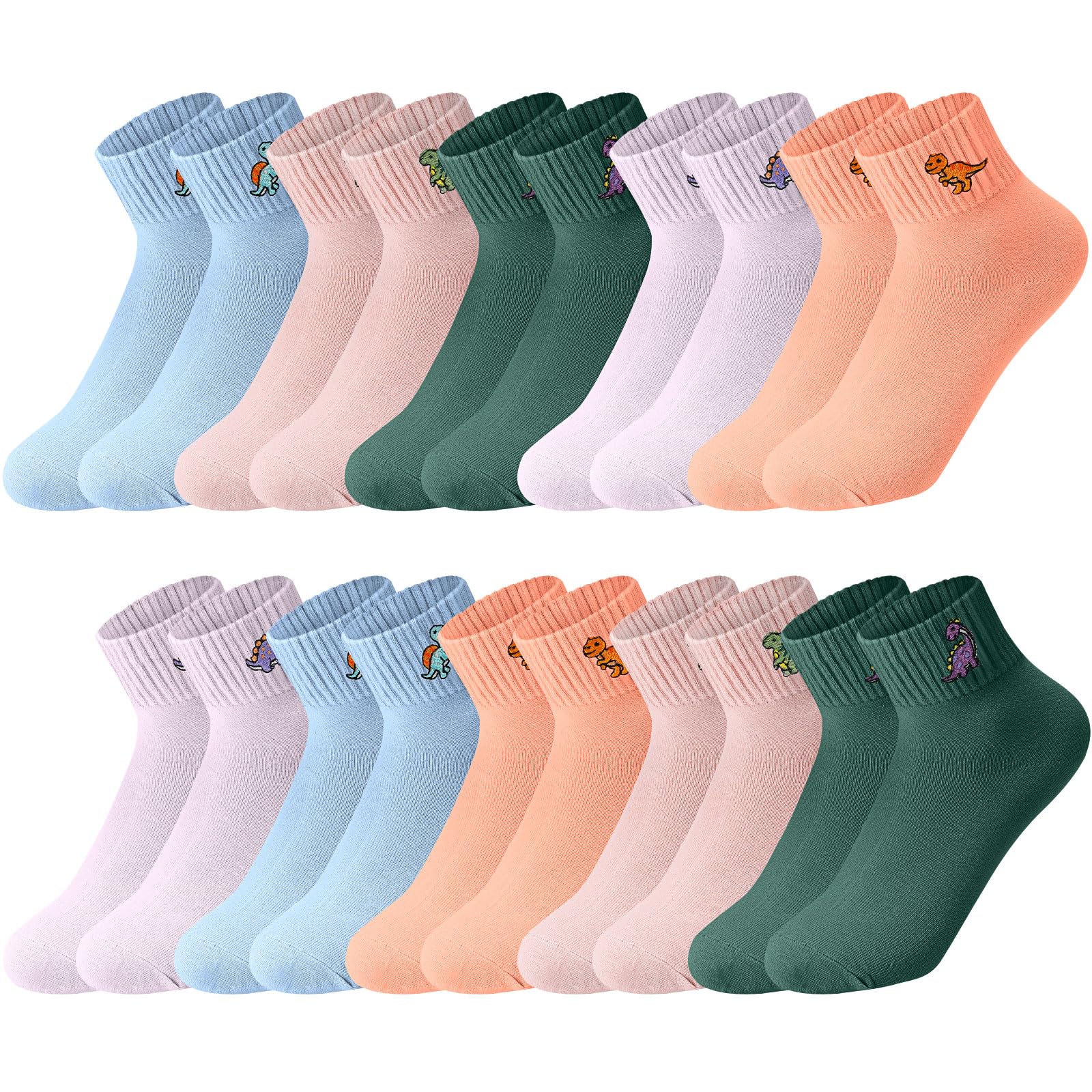 Eurzom 10 Pairs Women Elastic Ankle Socks Cotton Aesthetic Cute Lightweight Low 