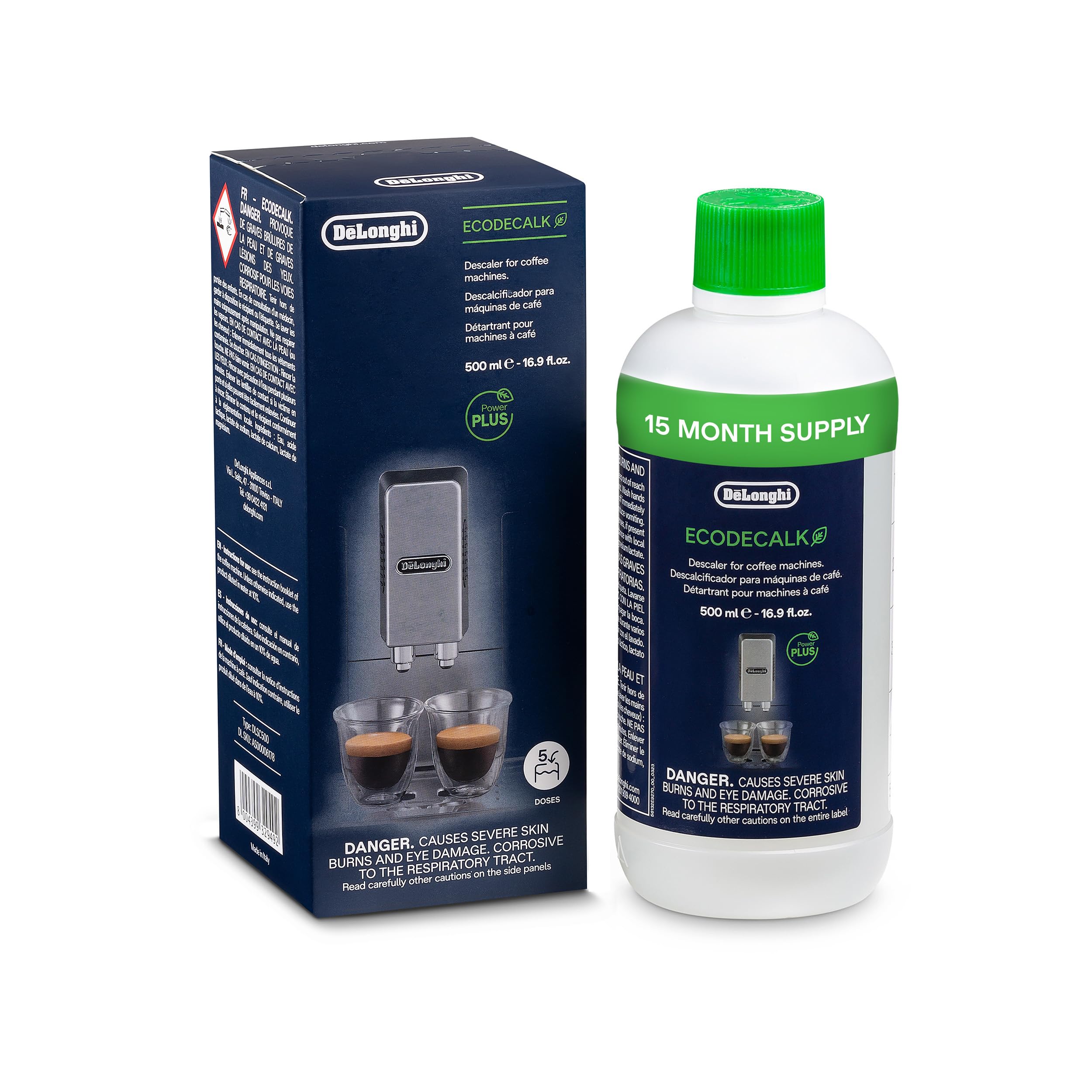 De'Longhi EcoDecalk Universal Descaler, for Coffee Machines 16.90 oz | Safe Form
