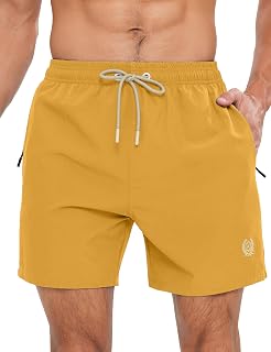 APTRO Mens Swim Trunks 5 inch Board Shorts Bathing Suit with Zipper Pockets