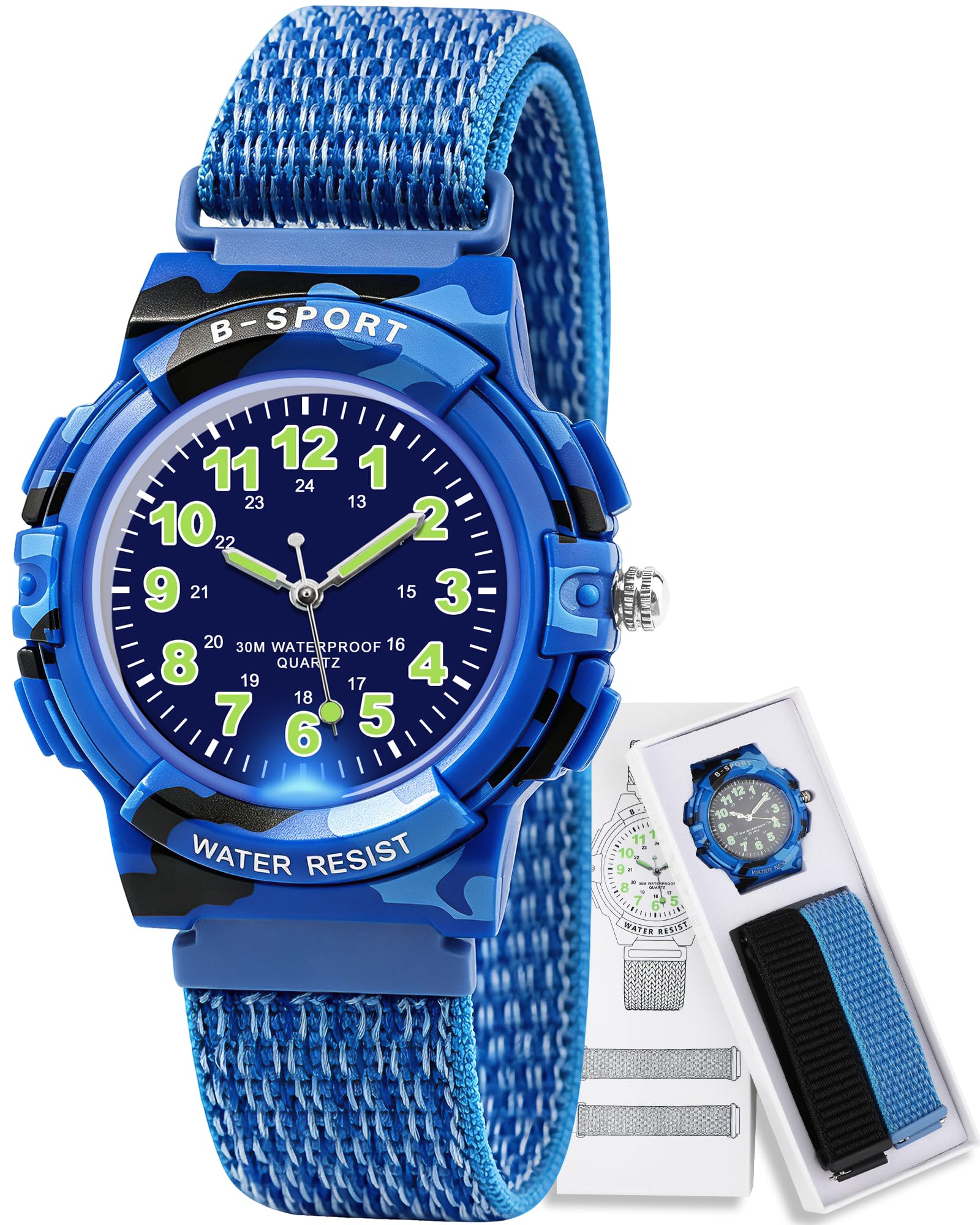 Juboos Orologio Analogico Per Bambini Con 7 Luci Notturne A Colori, Impermeabile