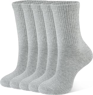 CLOSEMATE Womens Socks Ladies Crew Calf Socks Breathable Cotton 5 Pairs
