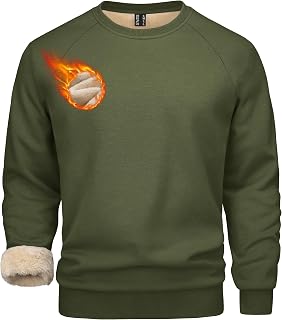 MAGCOMSEN Felpe da uomo foderate in sherpa, pullover in pile pesante, calda felpa invernale girocollo
