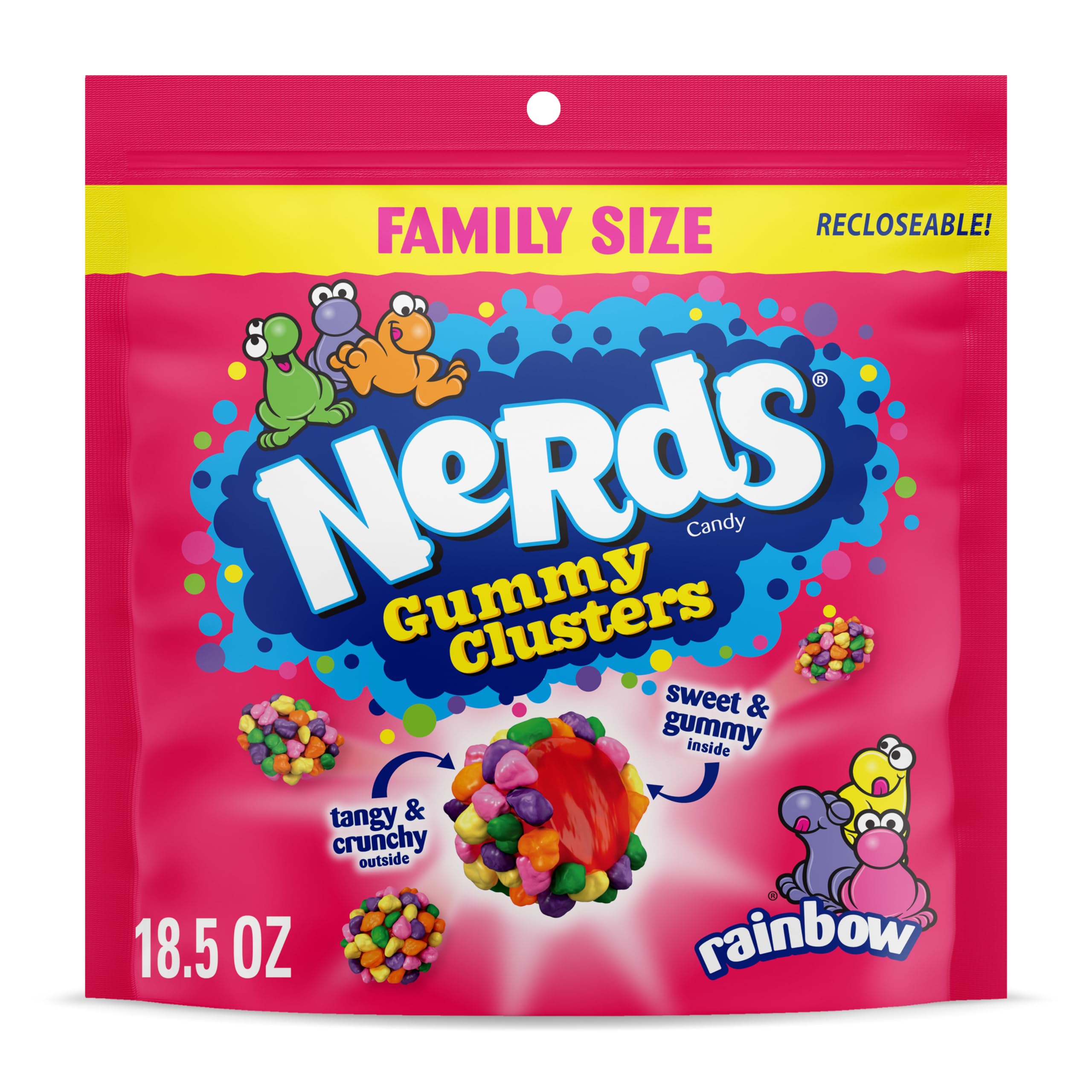 NERDS Gummy Clusters Rainbow Candy, Crunchy & Gummy, 18.5 oz | Crunchy outside g