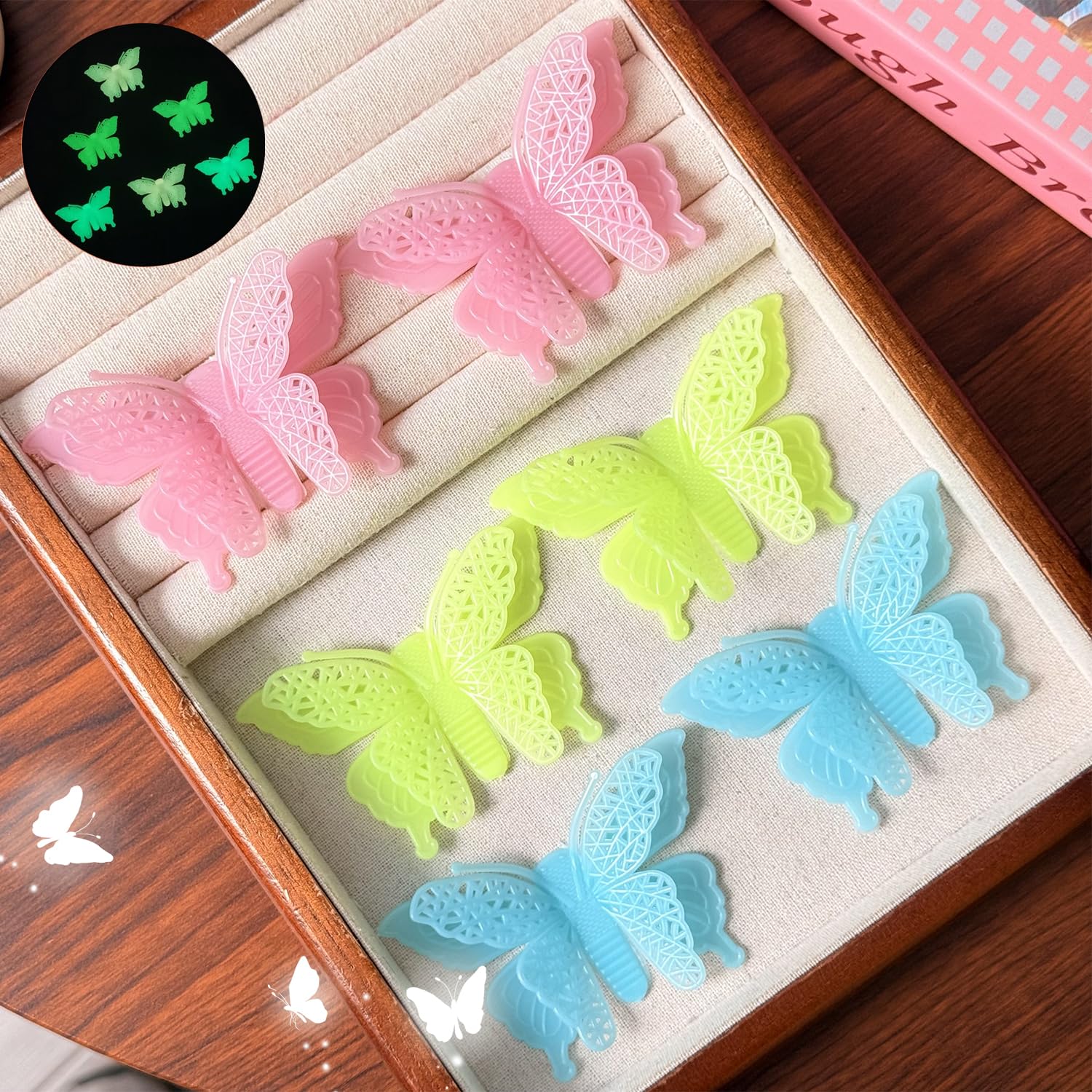 18 Pack Bright Butterfly Wall Stickers 3D Colorful Wall Stickers for Bedroom Liv