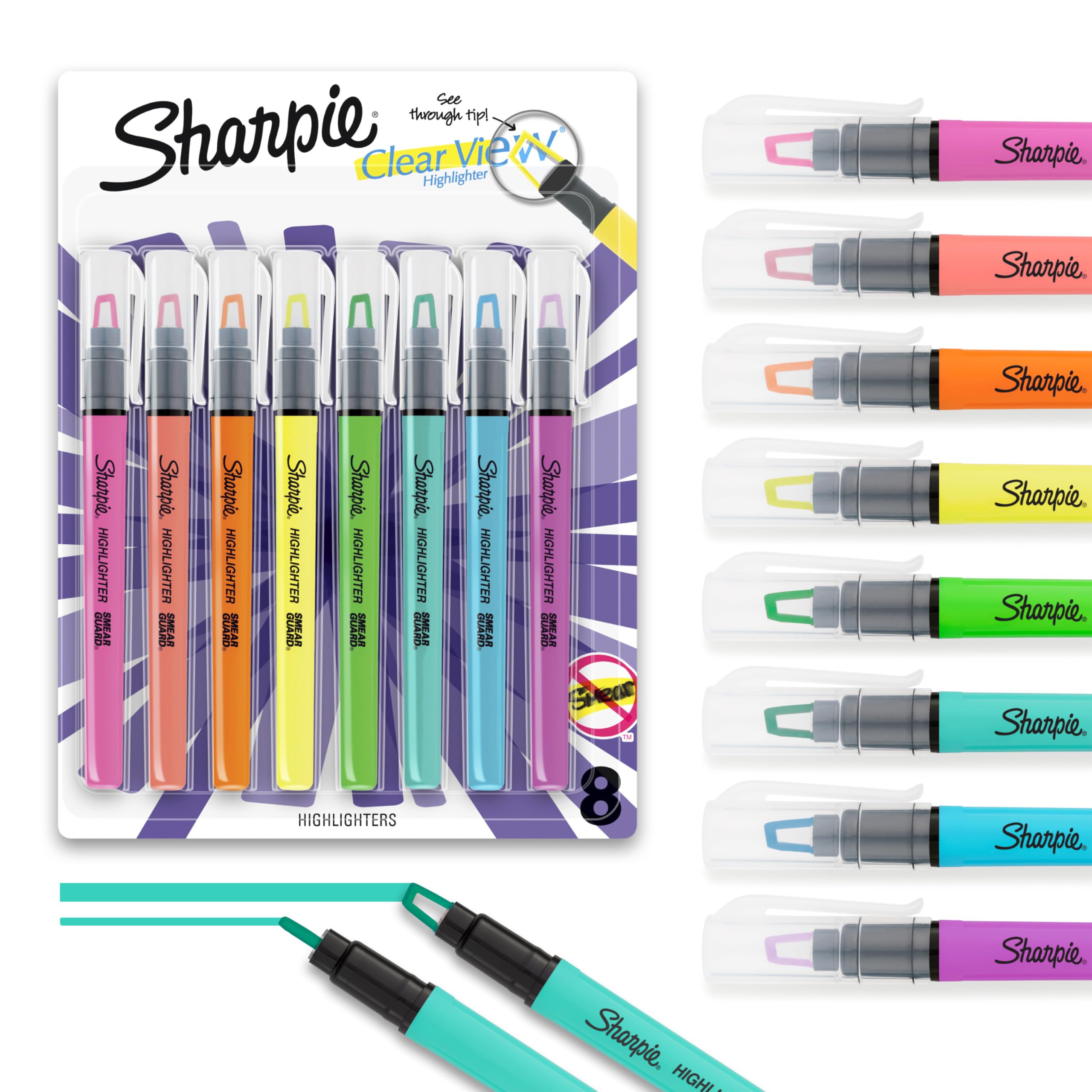 Sharpie Clear View Highlighter Sticks, Chisel Tip Highlighter Market Set, Essent