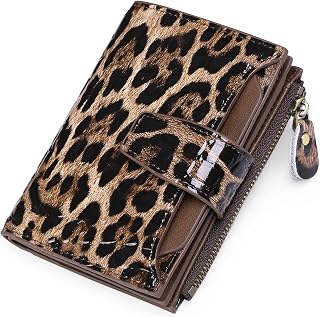 SENDEFN Women's Genuine Leather Wallet Small Cute Coin Purse with Zip 14 Cards with Many Compartments