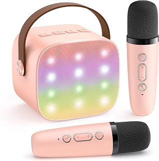 YLL Karaoke Machine for Kids, Birthday Gifts for Girls 3 4 5 6 7+Years Old | 2 Wireless Microphones, 5 Magic Voices, Mini Portable Bluetooth Speaker, Family Home Party Present Toys for Ages 4-12