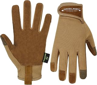 HANDLANDY Gardening Gloves for Women, Breathable Ladies Thorn Proof Leather Garden Yard Gloves Best Gift for Gardeners