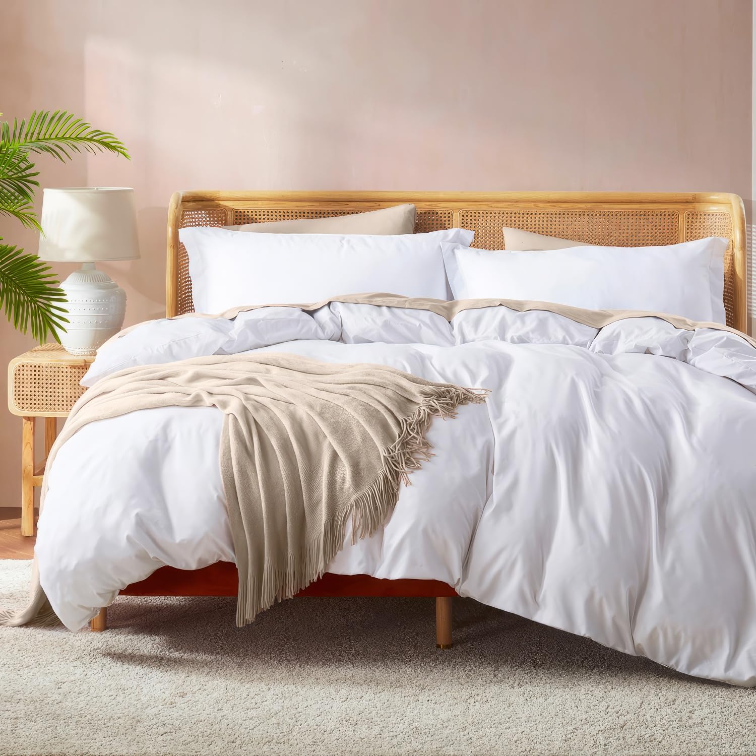 Nestl White Duvet Cover King Size - Soft Double Brushed King Duvet Cover Set, 3 