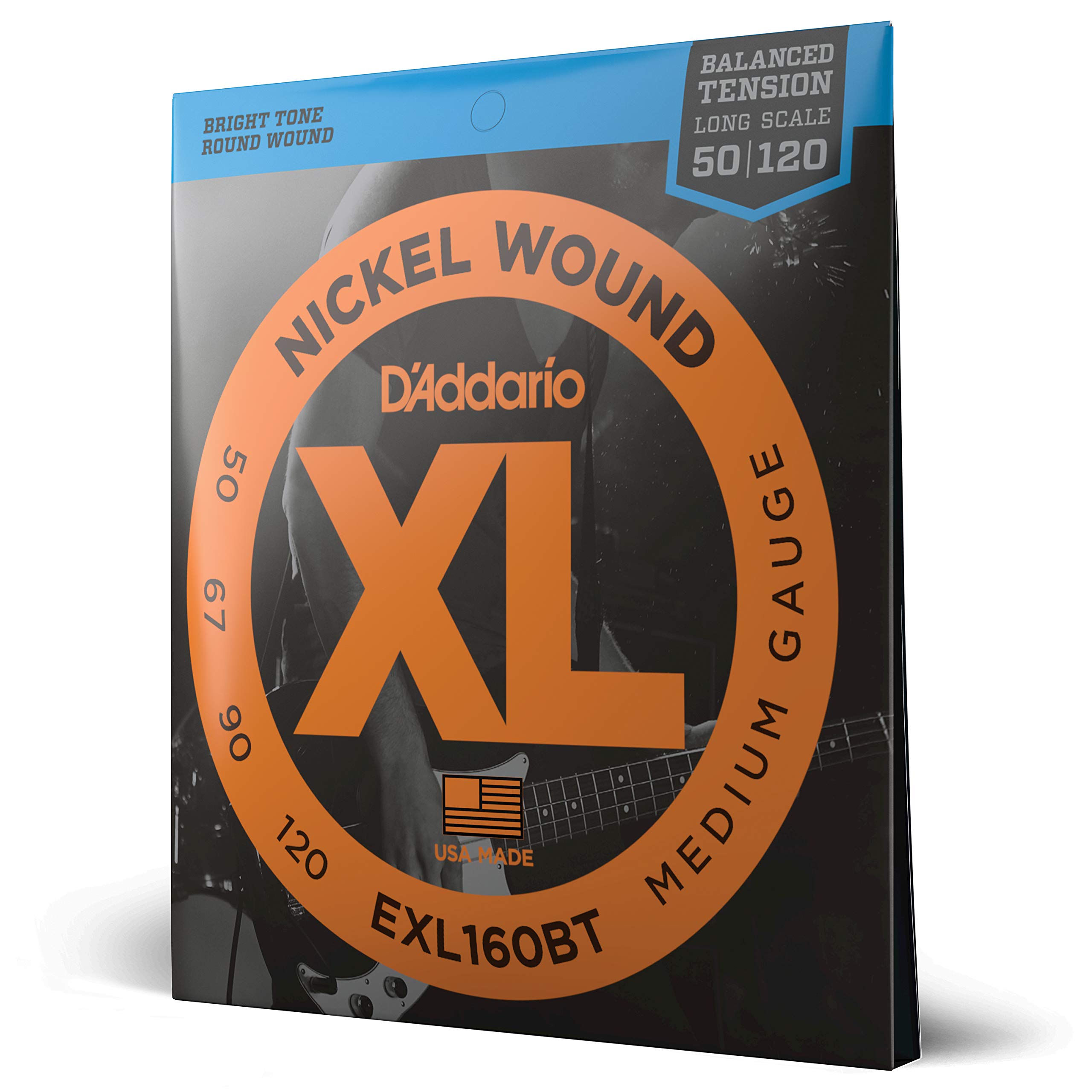 D'Addario Balanced Tension Bass Strings EXL160BT, 50-120, Medium | Balanced Tens