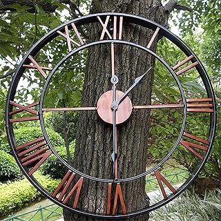 FENNVV Outdoor Wall Clock, 20 inch Large Roman Numeral Wall Clock Indoor Outdoor Patio Waterproof Oversized Decorative Clock, Metal Wall Clock Battery Operated Retro Art Hanging Clock