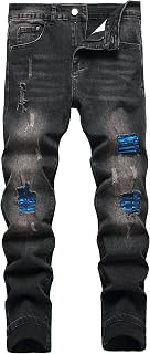 Men's Slim Fit Stretch Jeans Ripped Skinny Jeans for Men, Fashion Straight Leg Comfort Flex Waist Cargo Denim Pants