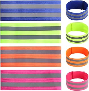 8 Pcs Reflective Arm Band for Running, High Vis Straps for Women and Men, High Visibility Running Gear Belt Strap Accessories for Outdoor Sports Night Running Cycling Jogging Safety