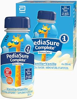 PediaSure Complete, Nutritional Supplement, Kids Nutritional Shake That Can Be Used As Breakfast Drink With Meal, Vanilla, 4 x 235-mL Bottles